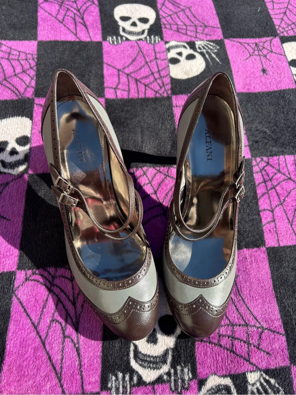 Alfani Two-Tone Brown and Cream Mary Jane Pumps
